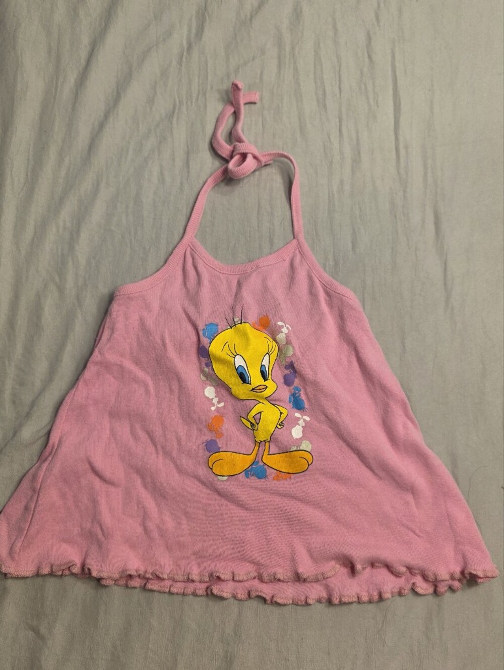 Girls Tweety Graphic Pink Halter Tank Top